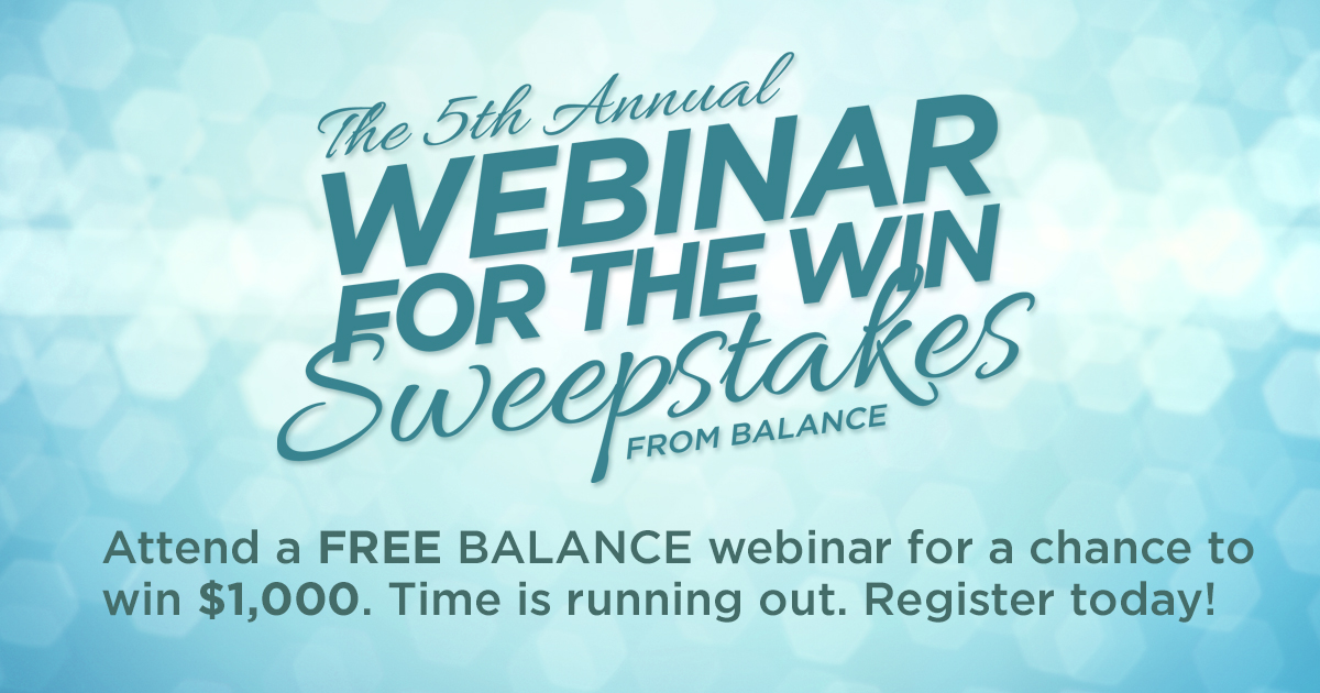 Balance Webinar for the Win Sweepstakes Image