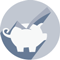 checkmark and piggy bank icon
