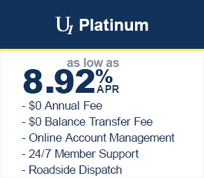 Platinum VISA at 8.92% with $0 balance transfer fee and no annual fee. Online account management and 24/7 member support. 